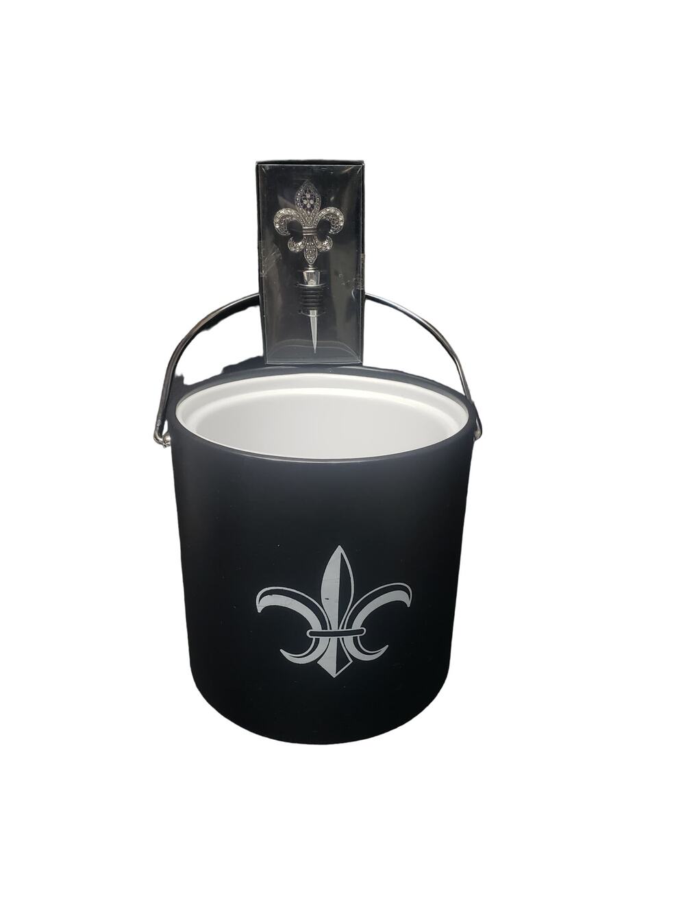 Kraftware Collection Fleur De Lis Black Pastime Ice Bucket Social Club Wine Plug